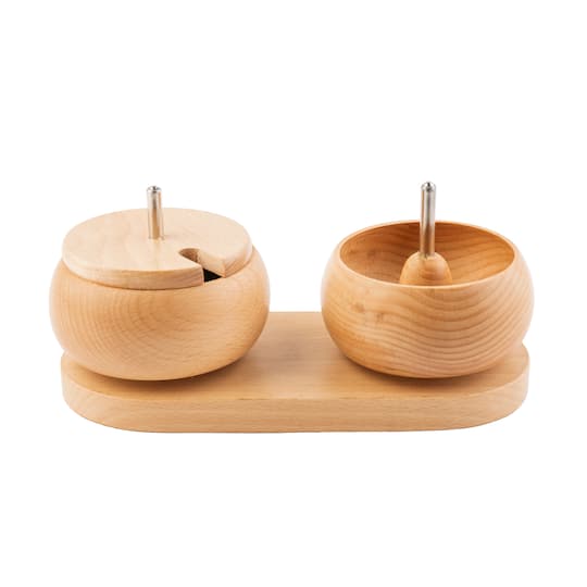 John Bead 3.6" x 3.6" Spin that Bead! Wooden Dual Bead Spinner with 2 Needles